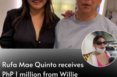 Actress Rufa Mae Quinto revealed that TV host Willie Revillame came to help her by giving her PhP 1 million pesos.